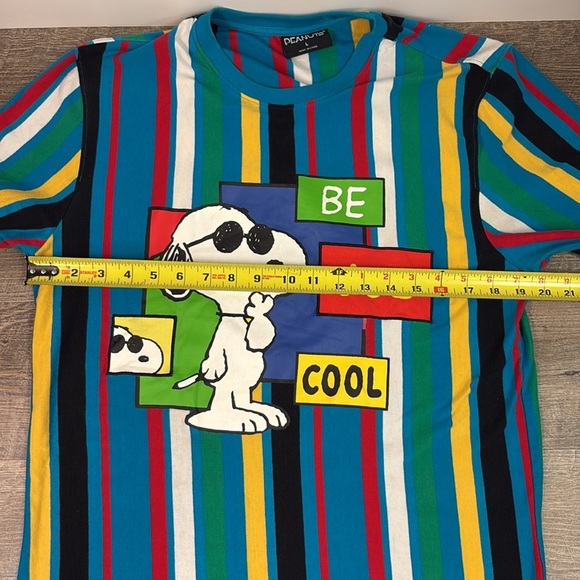 Vintage Peanuts Snoopy ‘BE JOE COOL’ Men’s Striped Short Sleeve T-Shirt Size L - Picture 7 of 9